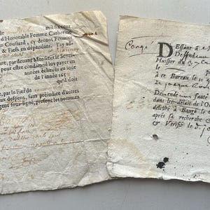 NEW STOCK Rare Stunning Antique Small French Stamped Handwritten & Typed  1600- 1700’s Document Parchment Old Paper Ephemera