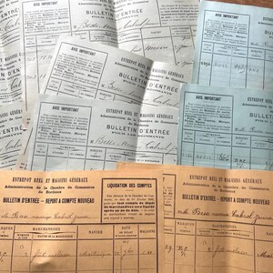 NUEVO STOCK Colección de papel de factura original francés de 1911 en color y efímero