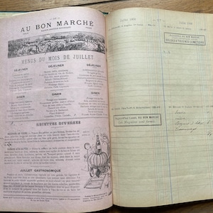 NOVO ESTOQUE Vintage Francês 1902 Bon Marché Paris Agenda Diário Usado Mapa de Paris Papel Antigo Epheme