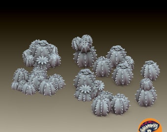 Barrel Cactus (20 pieces) - miniature base material • MiniBasing • 3D Printed 32mm TableTop Miniature