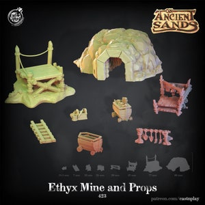 Ethyx Mine and Props #423 • On Ancient Sands • Cast 'n Play • 3D Printed 32mm TableTop Scenery Props