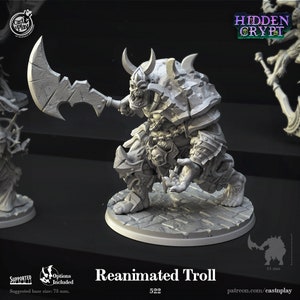 Gereanimeerde Troll • Verborgen Crypte • Cast &#39;n Play • 3D Geprinte 32mm TableTop Miniatuur