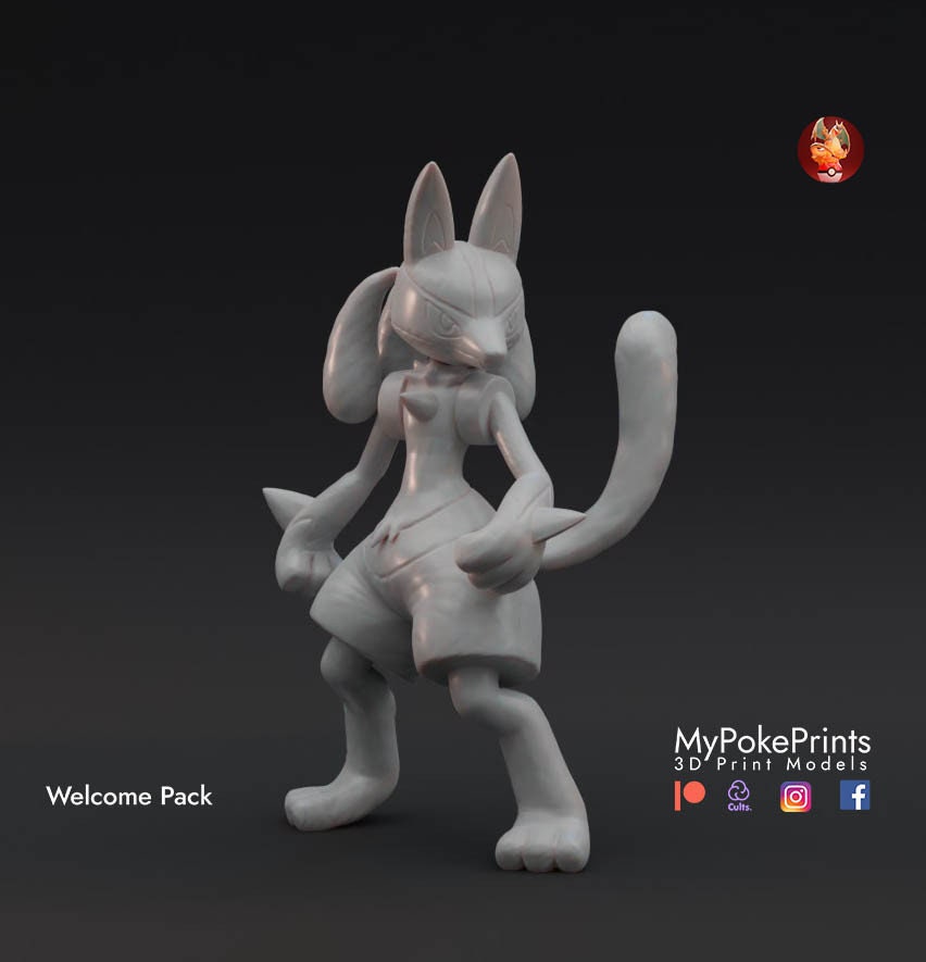 STL file Pokemon Riolu Lucario Mega Evolution 🐉・3D print design to  download・Cults