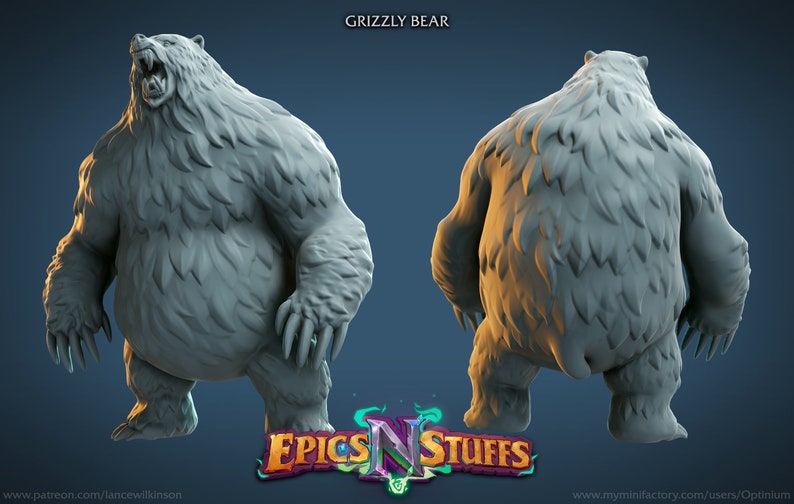 Grizzly Bear Epics 'N' Stuffs 3D Printed 32mm TableTop Miniature image 2