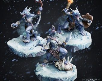 Icewind Kobolds #324 • Frost Lands • Cast 'n Play • 3D Printed 32mm TableTop Miniature
