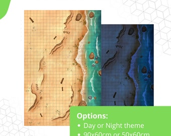 Beach Battlemat / Adventure Grid • Battle Maps • Cast 'n Play • TableTop & Wargame Accessory