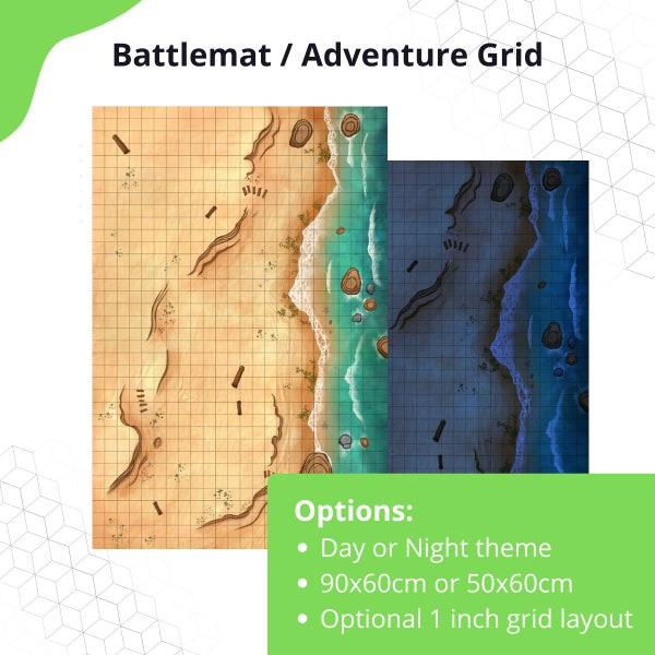 Beach Battlemat / Adventure Grid • Battle Maps • Cast 'n Play • TableTop & Wargame Accessoire