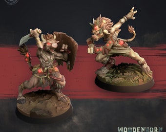 Yami & Maadru #308 • Woodhorn Clan • Cast 'n Play • 3D Printed 32mm TableTop Miniature