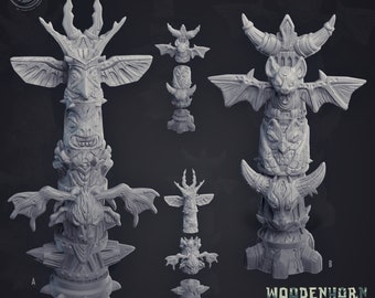 Woodenhorn Giant Totems #310 • Woodhorn Clan • Cast 'n Play • 3D Printed 32mm TableTop Scenery