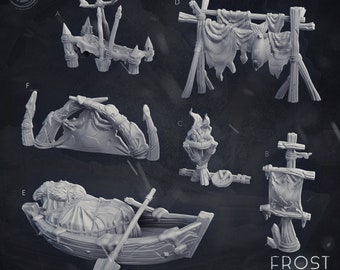 Arctic Wild Camp Props #326 • Frost Lands • Cast 'n Play • 3D Printed 32mm TableTop Scenery