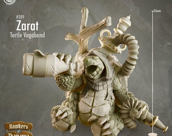 Zarat, Tortle Vagabond #389 • Hawkers of Thamarya • Cast 'n Play • 3D Printed 32mm TableTop Miniature