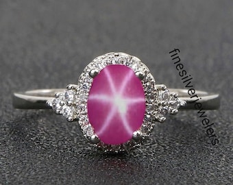 Frauen Rubin Stern Ring 925 Sterling Silber Handgefertigter Ring Lindy Stern Ring Juli Geburtsstein Ring Rubin Stern Jahrestag Ring Für Sie