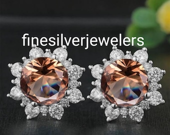 Round Sultanite Earrings-Women Earrings-Sultanite Silver Studs Earrings-Gems Earrings-Colours Changing Earrings- Studs Earrings