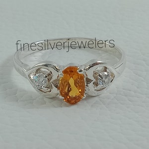 Citrine Gemstone Ring - November Birthstone - Citrine yellow Gemstone - 925 Sterling Silver - Handmade ring -Gift for her