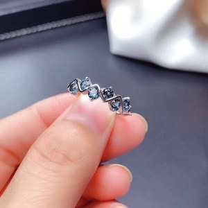 Eternity Band/2MM Alexandrite Wedding Ring/925 Sterling Silver Ring/Half Eternity Alexandrite Band/Wedding Band/Stacking Ring
