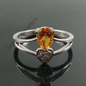 Handmade Ring, Citrine Ring, 925 Sterling Silver, November Birthstone, Stylish Woman Ring, Wedding Gift Ring, Promise Ring, Anniversary Ring