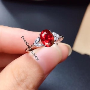 Lab Ruby Ring, 925 Sterling Silver Ring, Oval Ruby Ring, Gemstone Ring, Promise Ring, Solid Silver Ring, Women Ring, Handmade Ring .