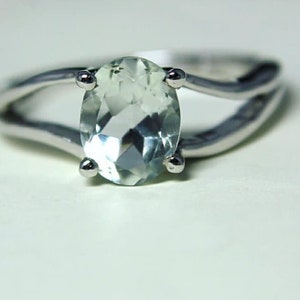 Natuurlijke Aquamarijn Ring Maart Birthstone Ring Sterling Zilveren Edelsteen Solitaire Ring Trouwring