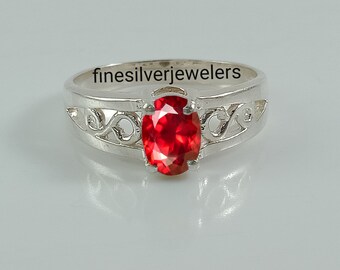 Ruby Red Silver Ring, Vintage Ruby Ring, July Birthstone, Solitaire Ruby Ring, Ruby Jewelry, Red Ruby Ring, Red Ring,