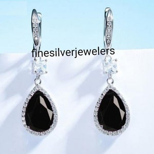Black Onyx Stud Earrings, Onyx  Pear 7*10 mm Earrings, Silver Black Onyx Earrings, Minimalistic Earrings, December Birthstone Gift