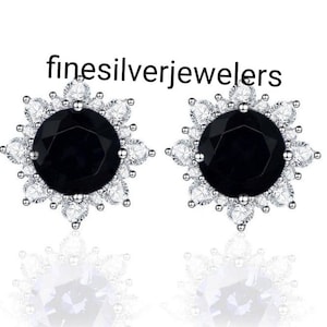 Black Onyx Stud Earrings, Onyx Round 7*7 mm Earrings, Silver Black Onyx Earrings, Minimalistic Earrings, December Birthstone Gift