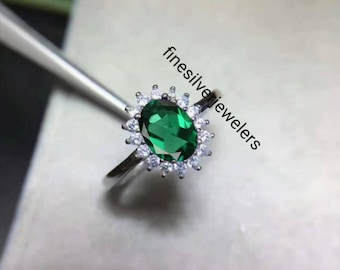 Emerald Engagement Ring May Birthstone Ring Art Deco Lab Antique Ring Women Promise Ring Dainty Anniversary Gift For Her