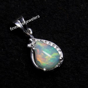 Pendentif opale poire, pendentif opal fin, opale éthiopienne, pierre de naissance d’octobre, collier opale, pendentif vintage, opale, pendentif argent