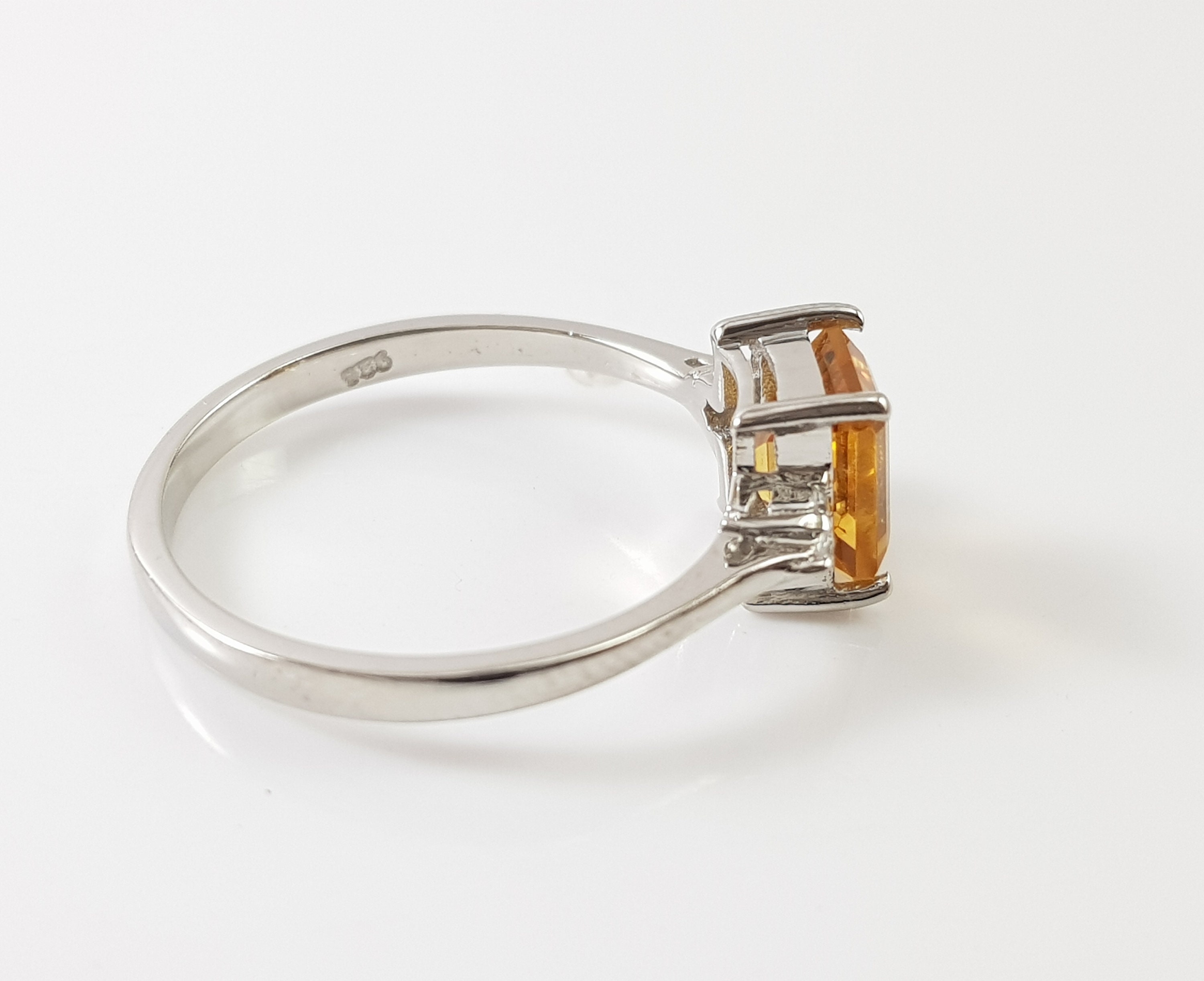 Natural Citrine Ring Engagement Rings Rectangle Cut Ring | Etsy