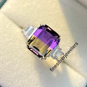 Unique Ametrine Doublet Quartz Ring in 925 Sterling Silver Ring, Octagon Cut Ametrine Ring, Ametrine Silver Ring, Wedding Ring, Ring for Her