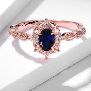 Beautiful Handmade Sapphire Ring Blue Sapphire Engagement Ring Silver Sapphire Ring Vintage Sapphire Ring Antique Sapphire Ring for Women