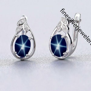Blue Lindy Star Earrings in 925 Sterling Silver Earrings Dainty Blue Star Earrings for Women