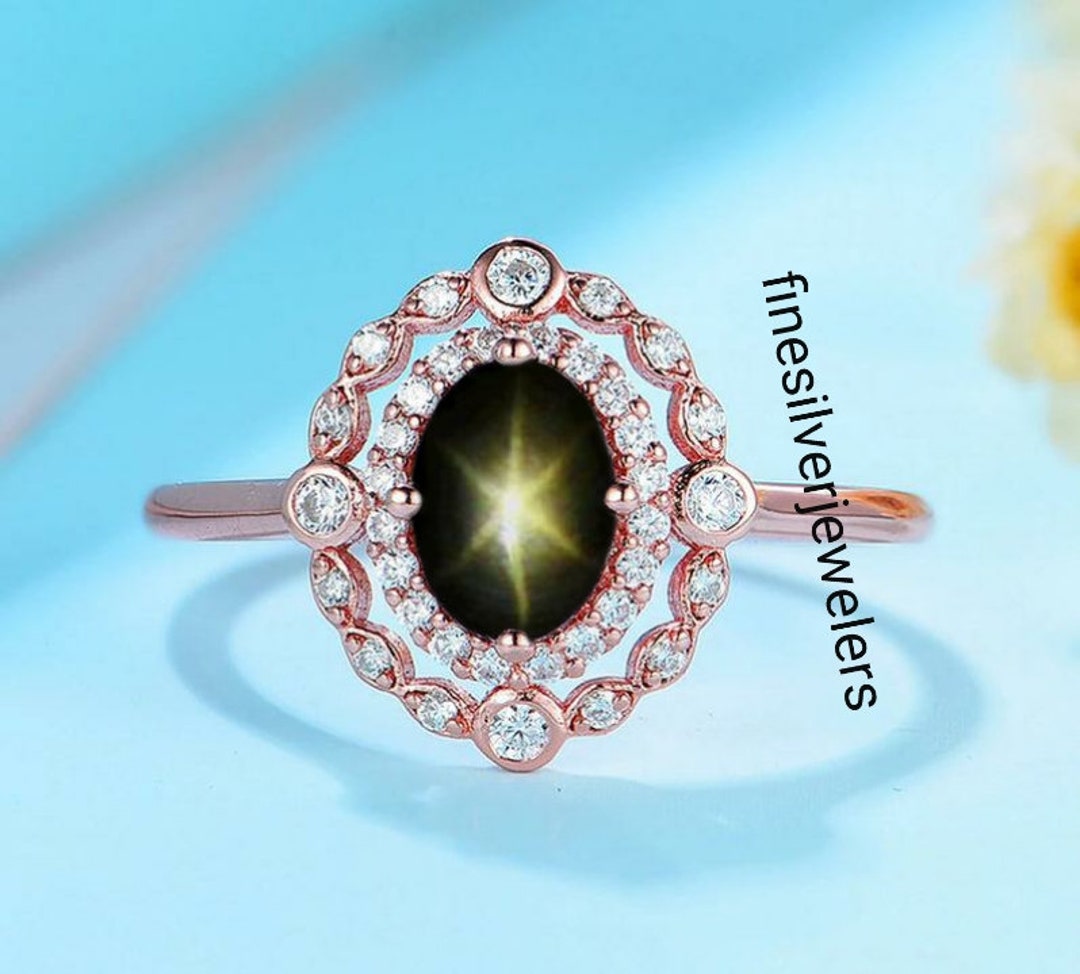 Unique Black Star Ring in 925 Sterling Silver Lindy Black Star Ring for ...