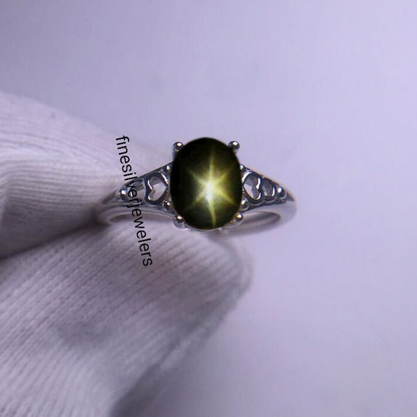 Genuine Lindy Black Star Ring for Women Black Star Ring in 925 Sterling Silver