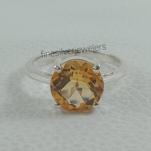 Yellow Cirtine Ring ,Natural Citrine Ring-Dainty Citrine Ring-Citrine Ring-Sterling Silver Ring, Gemstone Ring Gift  for Her