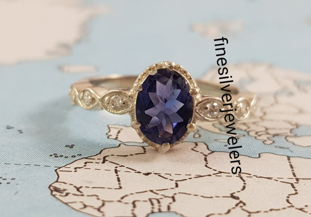 Unique Iolite Ring, Blue Iolite Ring, Elegant Blue Gemstone Ring ...