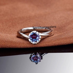 Bridal Engagement Ring, Vintage Alexandrite Wedding Ring, Unique Anniversary Gift Ring, Proposal Ring For Her, Unique Woman Alexandrite Ring