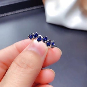 Eternity Band/3MM Sapphire Wedding Ring/925 Sterling Silver Ring/Half Eternity Sapphire Band/Wedding Band/Stacking Ring