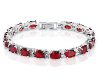 Red Garnet Gemstone Handmade 925 Sterling Silver Bracelet Red Garnet Bracelet For Women Red Garnet Bracelet For Her Red Garnet Bracelet
