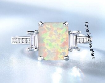 Dainty Opal Ring, Ethiopian Opal Minimalist Ring, Opal Jewelry, Opal Ring, Sterling Silver, Delicate Opal Ring Gift For Her