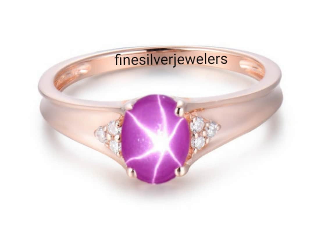 Wedding Pink Star Ring in 925 Rose Gold Plated Lindy Pink Star Ring for ...