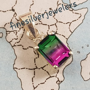 Mooie watermeloen toermalijnkwartsketting in 925 sterlingzilver biokleurige toermalijnhanger voor dames