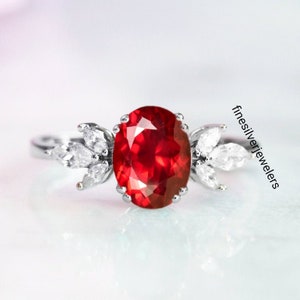 Lab Ruby Ring, Statement Ring, 925 Sterling Silver Ring, Engagement Ring, Wedding Ring, Dainty Ring, Oval Cut Ring, Gift For Women Ruby Ring