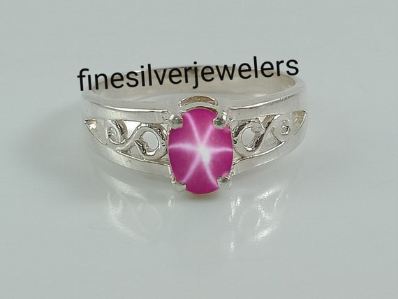 Buy Engagement Pink Star Ring in 925 Sterling Silver Ruby Star