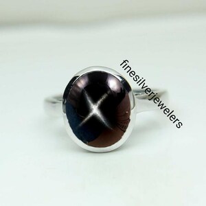 Men Sapphire Black Star Ring in 925 Sterling Silver Men Jewelry Ring Lindy Black Star Jewelry Ring