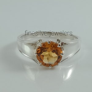 Natural Citrine Ring, Solid Silver Ring,Men Rings, jewelry, 925 Sterling Silver Ring, Wedding Gifts, Birthstone Ring, Handmade Ring