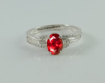 Ruby Solitaire Ring, Engagement Ring, Ruby Ring, Oval Cut, Red Gemstone, July Birthstone, Sterling Silver Ring, Red Ruby Ring