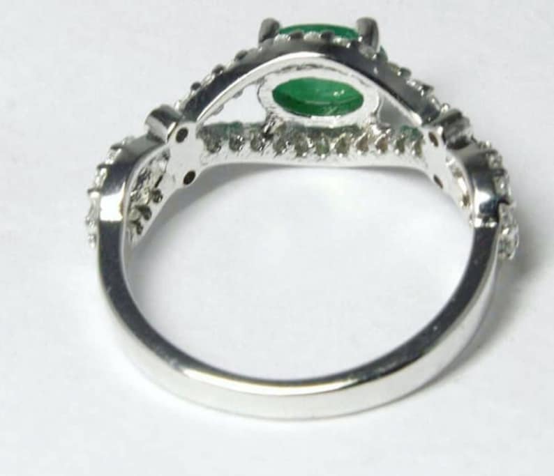 Oval Cut Emerald Ring Green Gemstone Ring 925 Sterling Silver Promise Ring 7*5 mm Emerald Engagement Ring