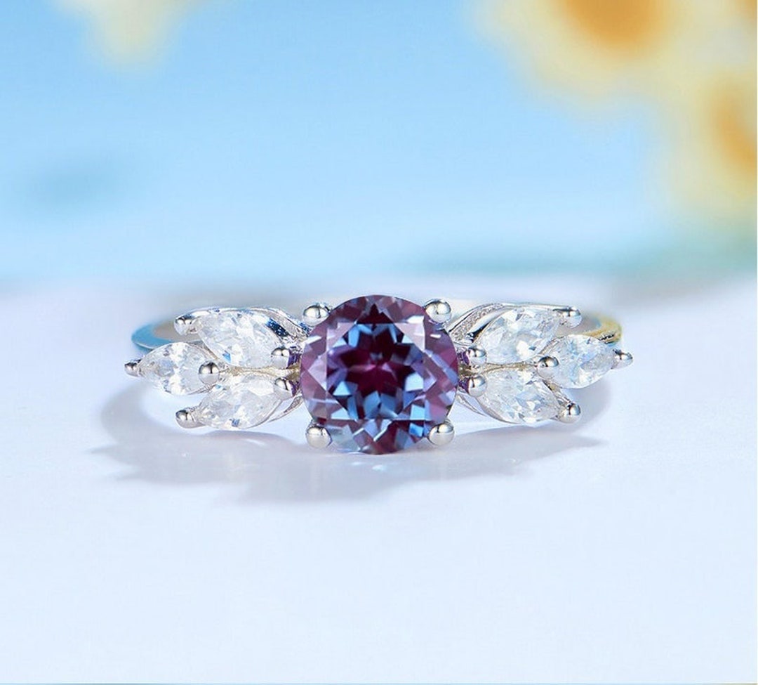 Lab Created Alexandrite Ring, 925 Sterling Silver Ring, June Birthstone ...
