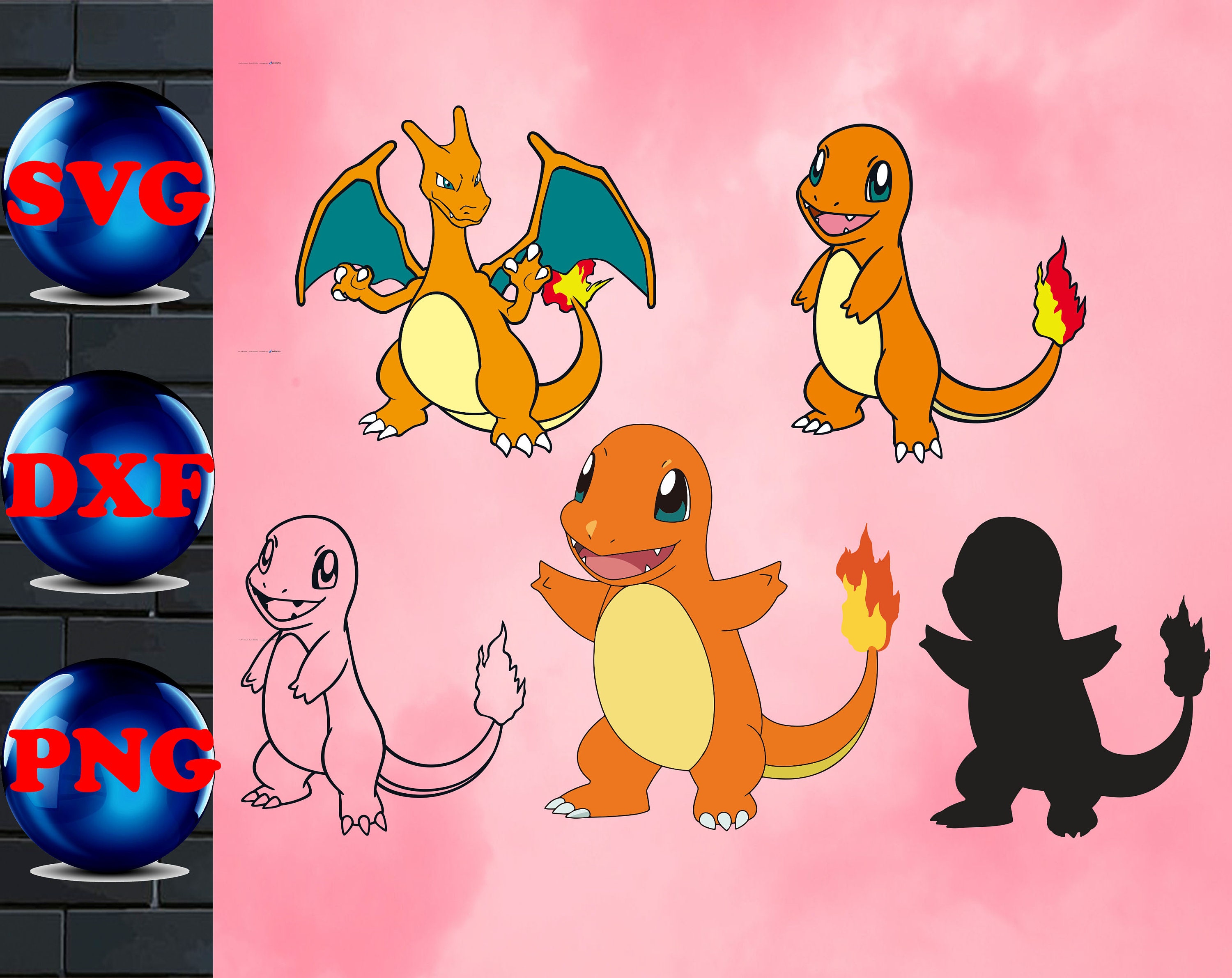 Download Charmander SvgPokemon Bundle SVG PNG DXF for Cut files | Etsy