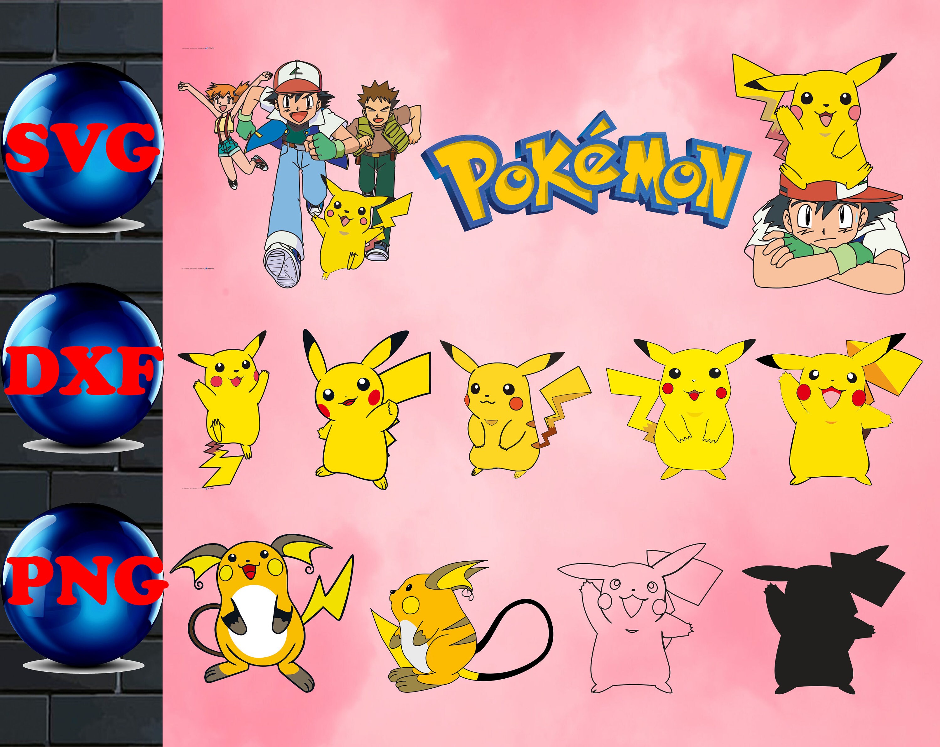 Download Pikachu SvgPokemon Bundle SVG PNG DXF for Cut files | Etsy